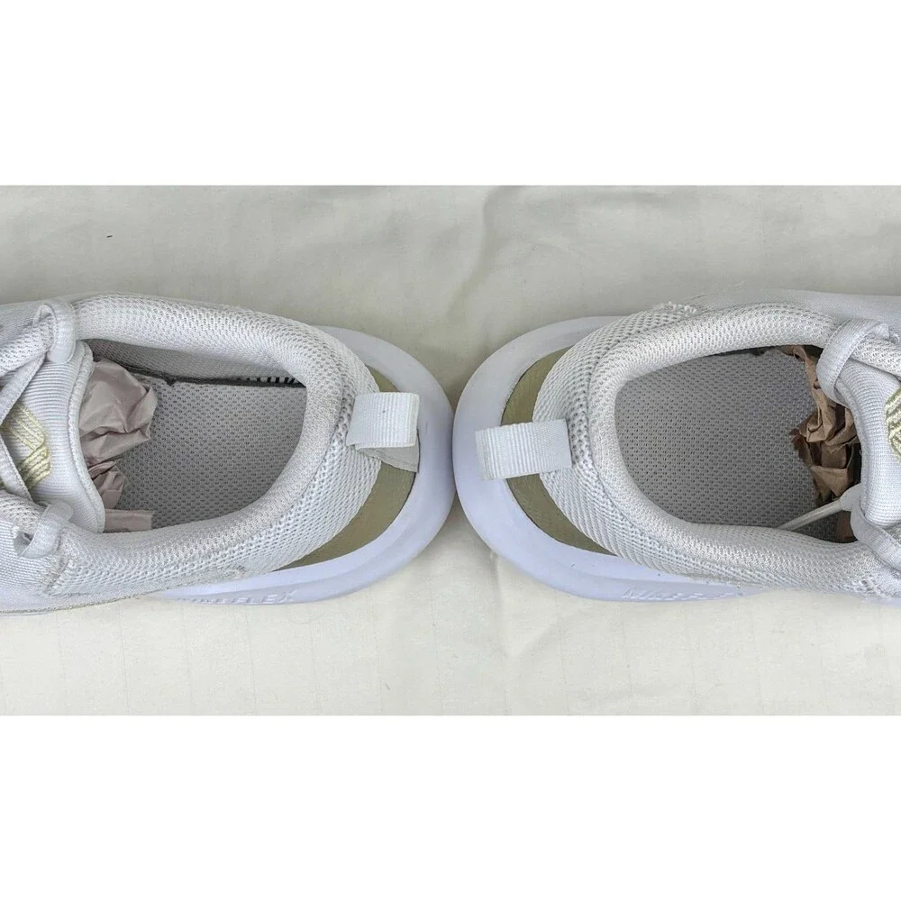 Nike Flex Experience Size 6.5W Wide White Gold Swoosh Sneakers Training Shoes